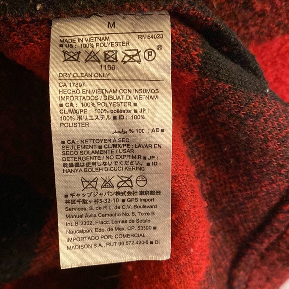 Old Navy || Red Buffalo Plaid Long Jacket Size M - Picture 7 of 9